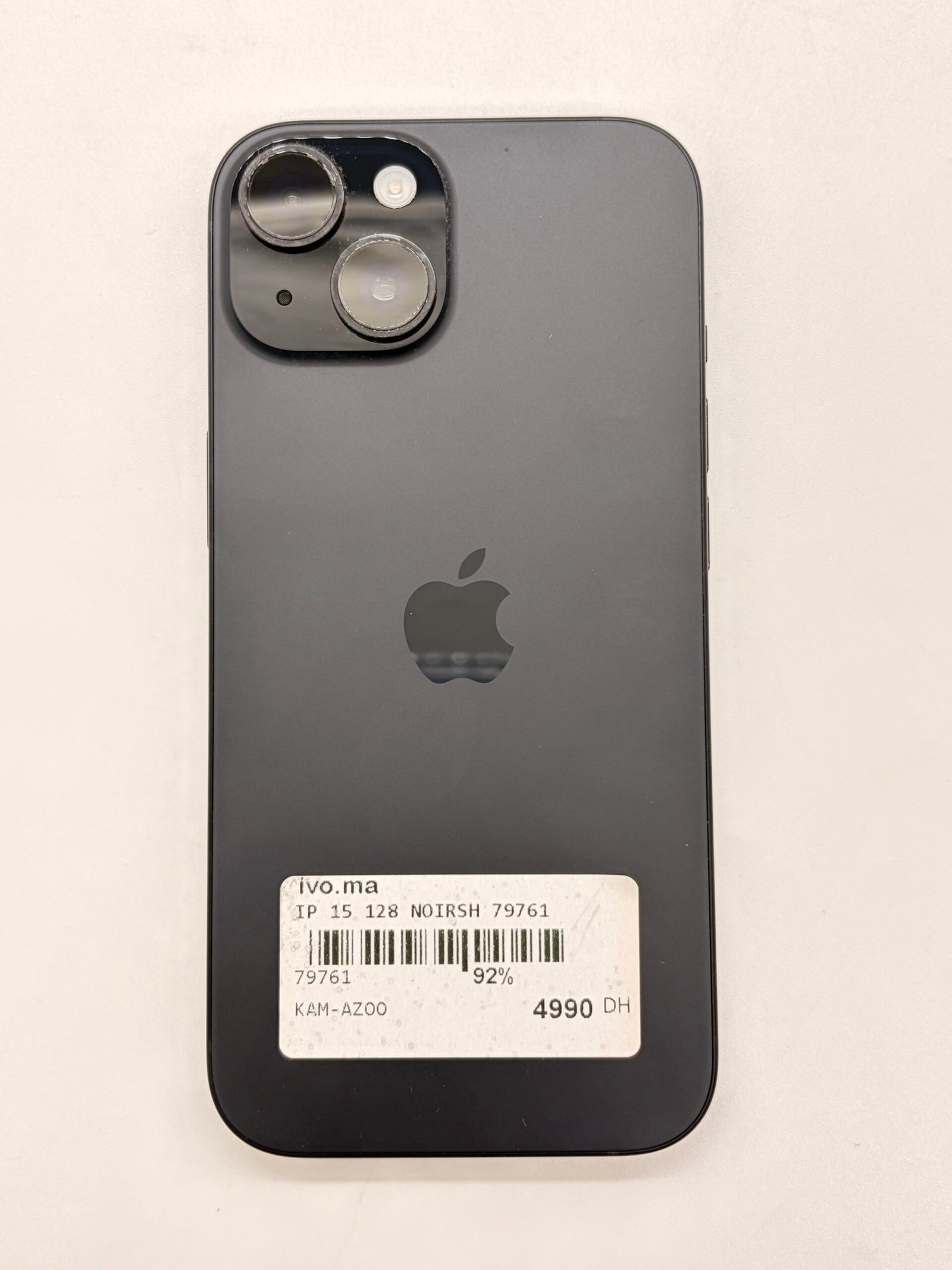 iPhone 15 128 Go Noir Occasion (Batterie 92%) – Image 2