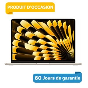 MacBook Air M4 15″ 16Go 256Go Lumière Stellaire Occasion (Batterie 100%)