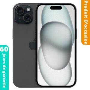 iPhone 15 128 Go Noir Occasion (Batterie 92%)
