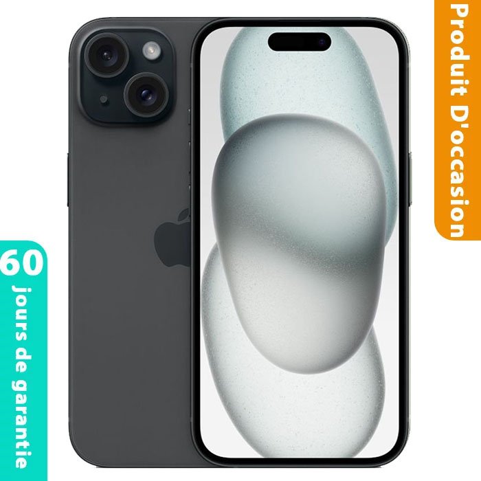 iPhone 15 128 Go Noir Occasion (Batterie 92%)