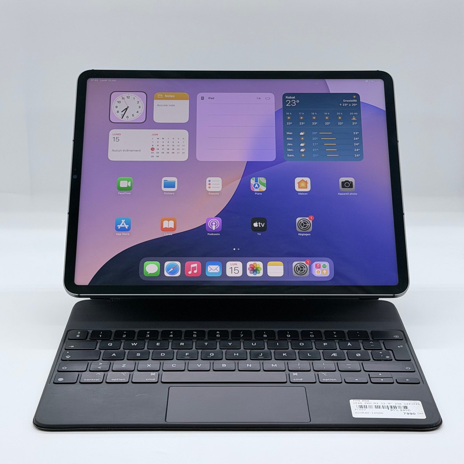 iPad Pro M1 12.9″ 256 Go Gris Sidéral Wi-Fi + Cell Occasion - Batterie 91% + Magic Keyboard – Image 2