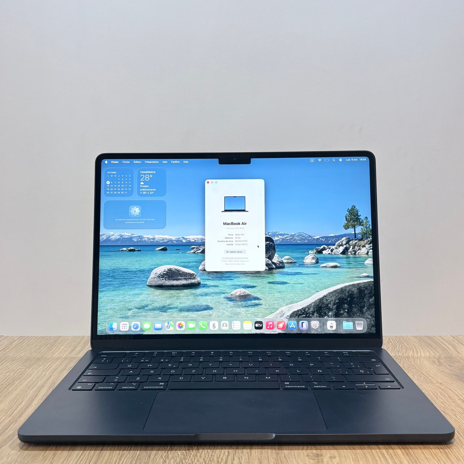 MacBook Air M3 13" 16/256 Minuit Occasion (Batterie 96%) – Image 2