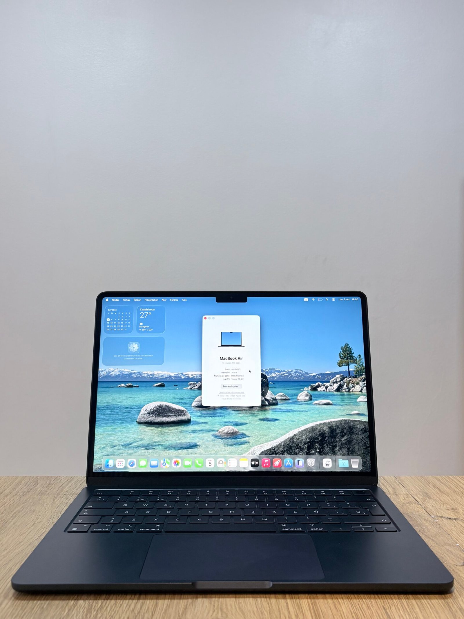 MacBook Air M3 13" 16/256 Minuit Occasion (Batterie 95%) – Image 2